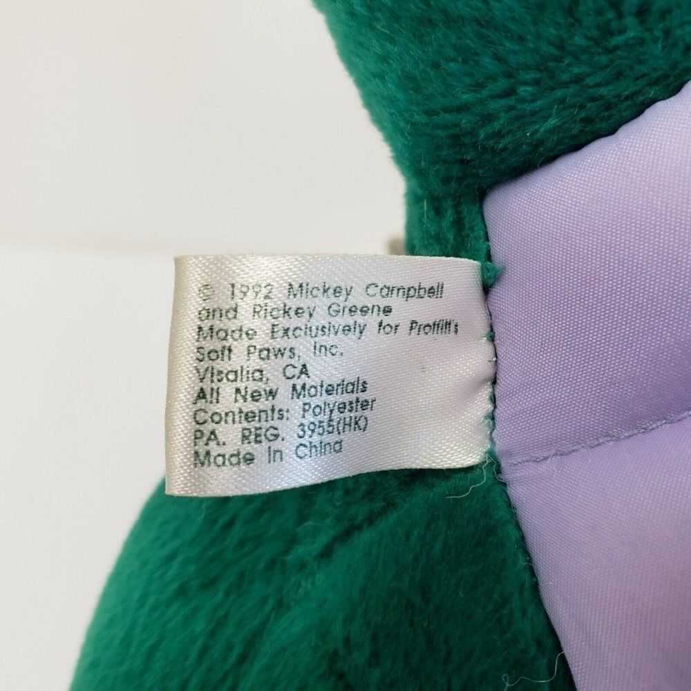 Proffitts 16" Spark E Dragon Christmas Holiday Santa Hat 1992 Vintage Plush - Picture 8 of 8